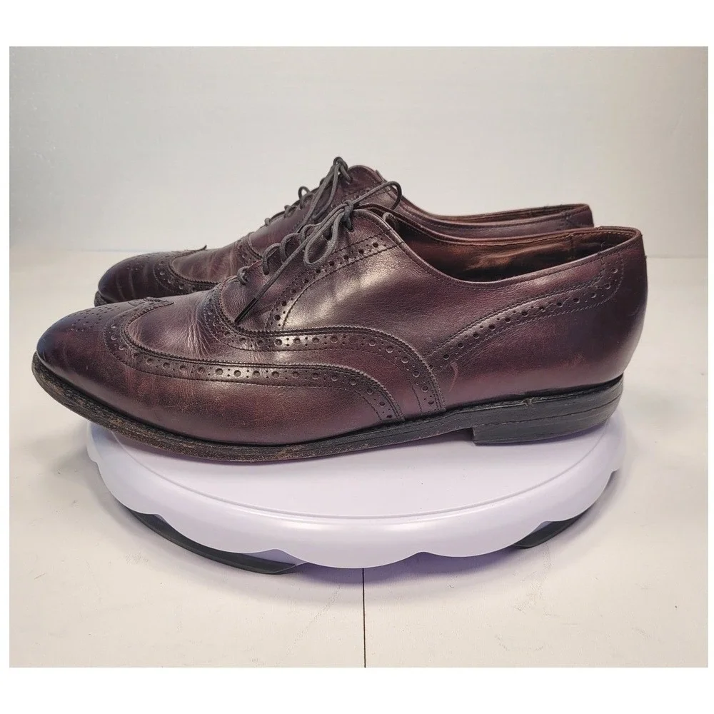Allen Edmonds McAllister Mens Burgundy Leather Wingtip Oxford Dress Shoes 10.5 B